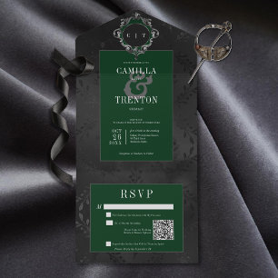 Código QR de Satin Floral de Preto Gótico Escuro e