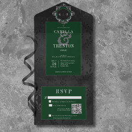 Código QR de Satin Floral Negro e Verde Gótico Esc