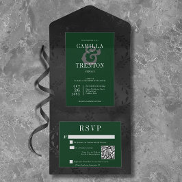 Código QR de Satin Floral Negro e Verde Gótico Esc