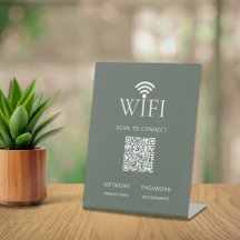 Código QR de Senha de Rede WiFi Verde Moderno Sile