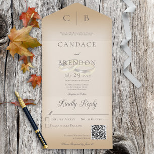 Código QR de Tan Moderno de Anéis de Casamento