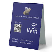 Código QR de Wifi Azul Moderno e Logotipo de sua e