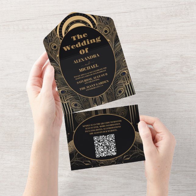 Código QR Deco de Arte Legante Casamento de Peacoc (Aba destacável)