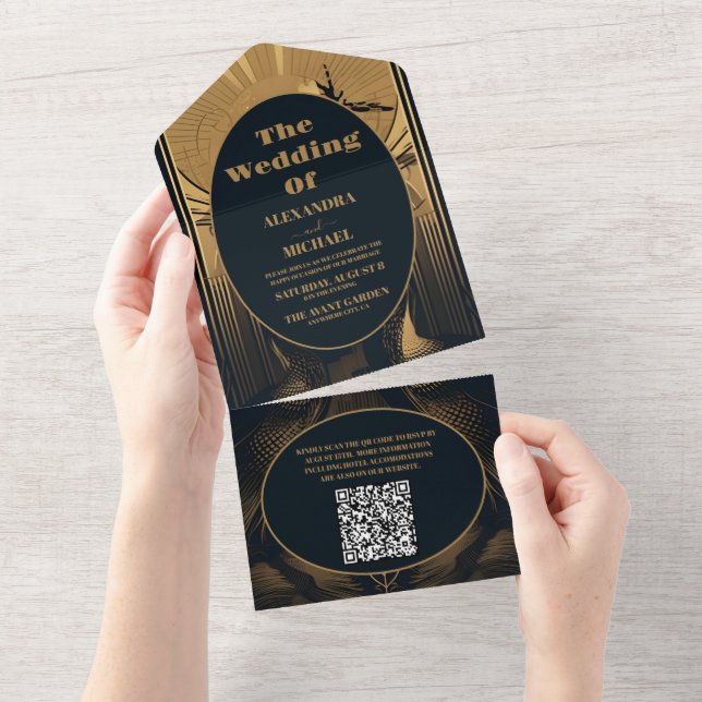 Código QR Deco de Arte Legante Casamento de Peacoc (Aba destacável)
