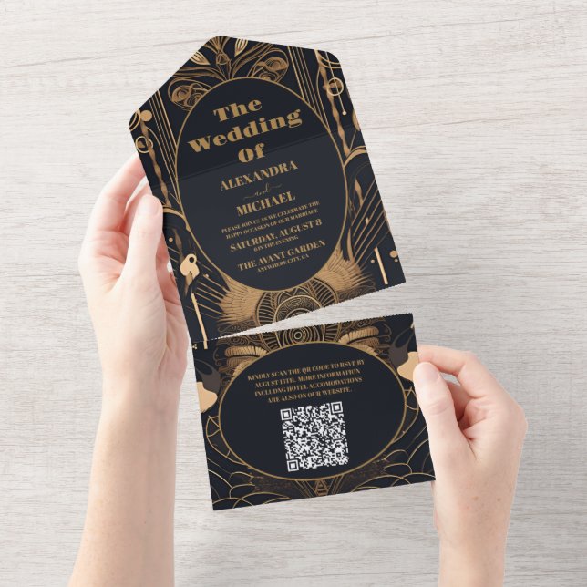 Código QR Deco de Arte Legante Casamento de Peacoc (Aba destacável)