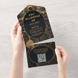 Código QR Deco de Arte Legante Casamento de Peacoc