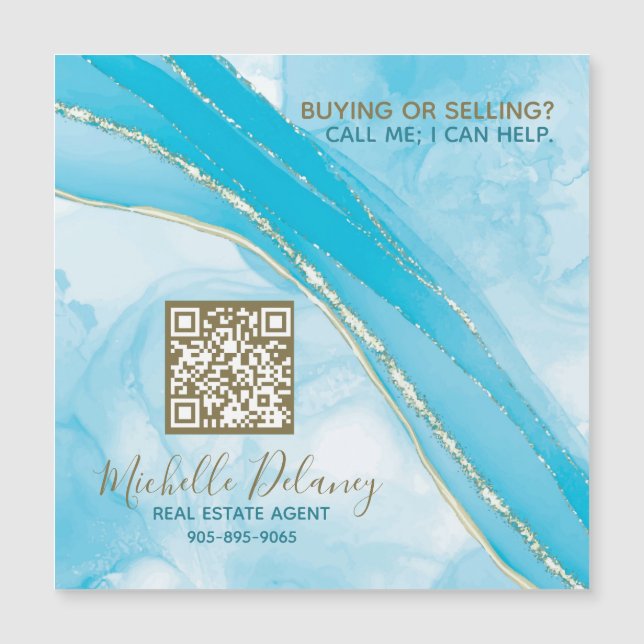 Código QR do Agente Imobiliário Marble Azul (Frente)