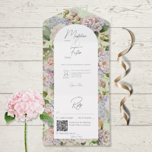 Código QR do Arch Verde do Pastel Russo Hydrangeas