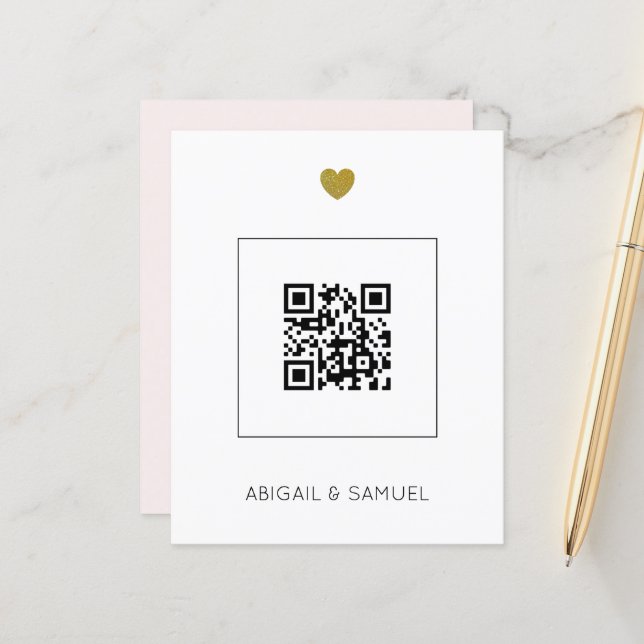 Código QR do Blush de Orçamento Tudo em Um Convite (Frente/Verso In Situ)