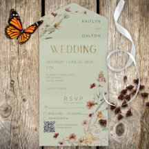 Código QR do Buquê Verde de Flor Selvagem Moderna