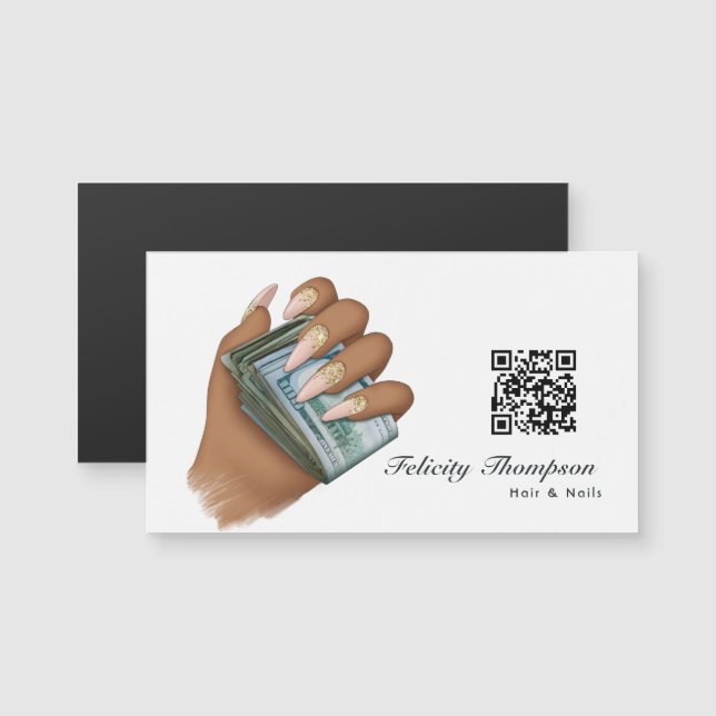 Código QR do Cabelo e Unhas Afro-Americanos (Frente/Verso)