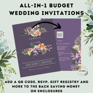 Código QR do Convite de casamento Floral de Pêsseg