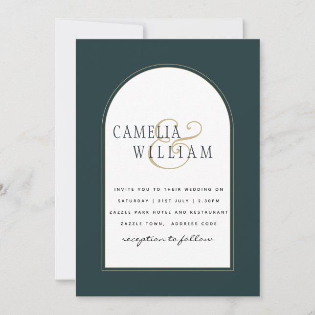 Código QR do Convite de casamento Moderno Dourado  (Frente)