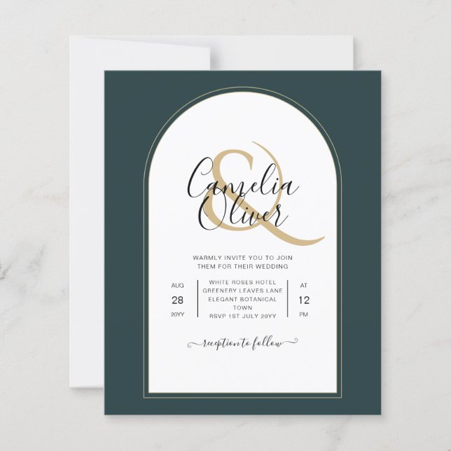 Código QR do Convite de casamento Moderno Dourado  (Frente)