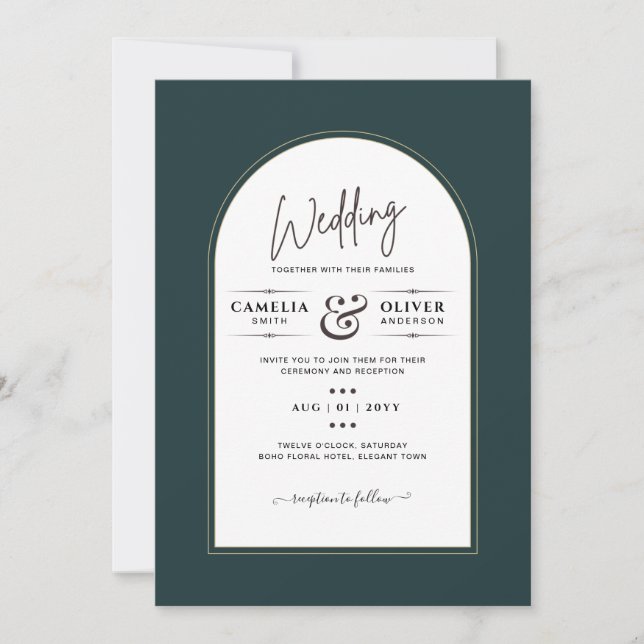 Código QR do Convite de casamento Moderno Dourado  (Frente)