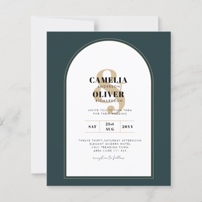 Código QR do Convite de casamento Verde Dourado JU (Frente)