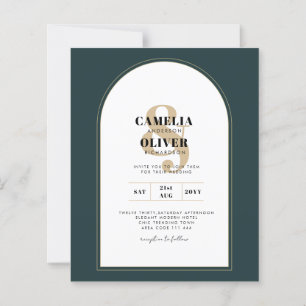 Código QR do Convite de casamento Verde Dourado JU