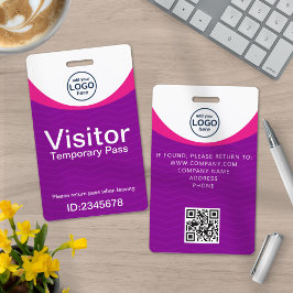 Código QR do Crachá de Visitante Corporativo Roxo