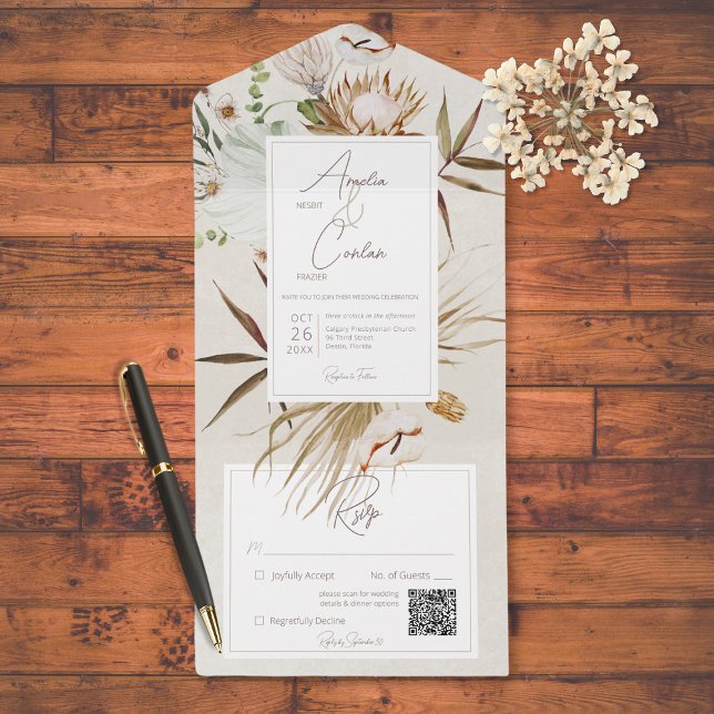 Código QR do Creme do Boho Floral Seco (Criador carregado)