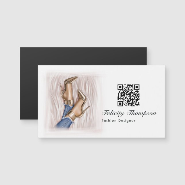 Código QR do Designer de Moda Rosa (Frente/Verso)