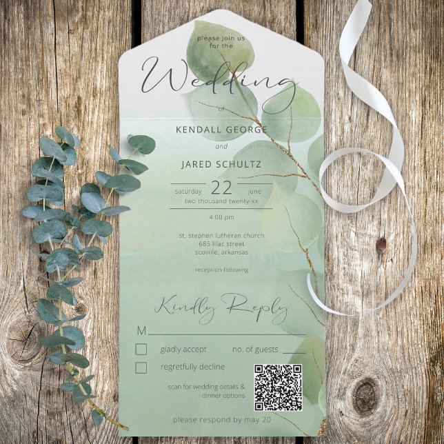 Código QR do Eucalyptus Moderno Verde Sage (Criador carregado)