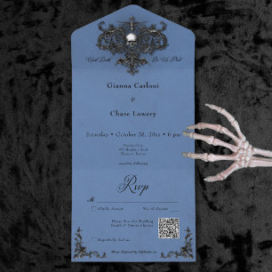 Código QR do Filigre do Halloween preto e azul