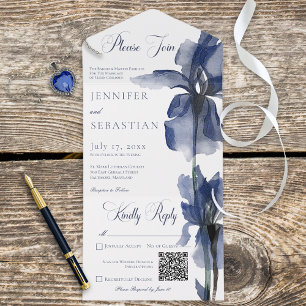 Código QR do Flor Íris Azul - Tudo em um Convite d
