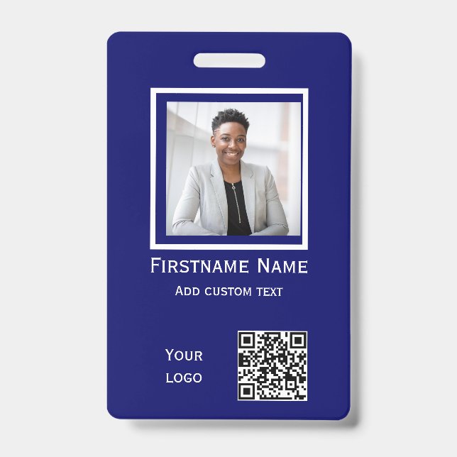 código qr do ID do crachá do funcionário azul pers (Frente)