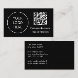 Código QR do logotipo Cartão de visita preto moder