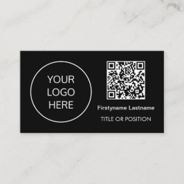 Código QR do logotipo Cartão de visita preto moder
