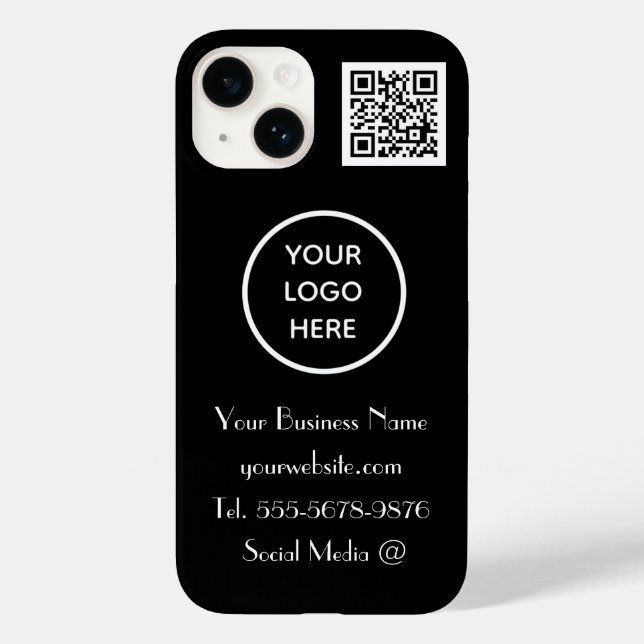 Código QR do logotipo personalizado preto minimali (Verso)