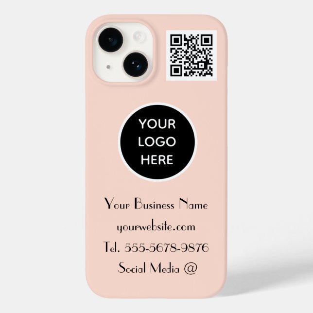 Código QR do logotipo personalizado rosa minimalis (Verso)