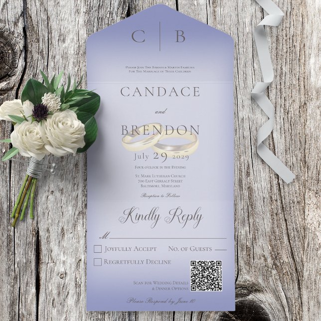 Código QR do Periwinkle Modern Rings de Casamento (Criador carregado)