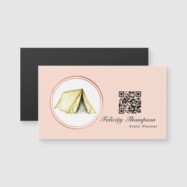 Código QR do planejador de eventos em Rose Gold e  (Frente/Verso)