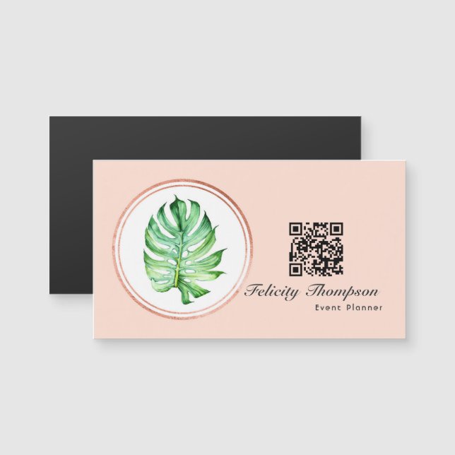 Código QR do planejador de eventos em Rose Gold e  (Frente/Verso)