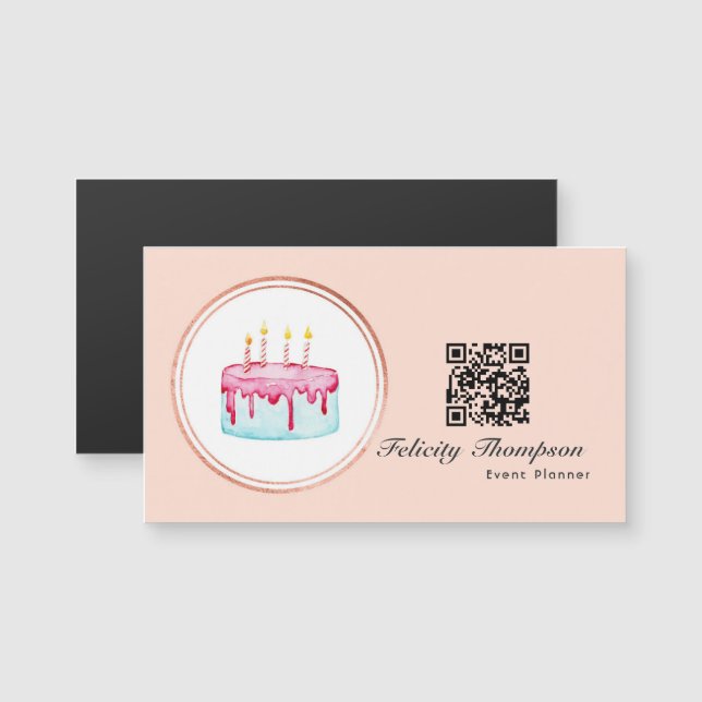 Código QR do planejador de eventos em Rose Gold e  (Frente/Verso)