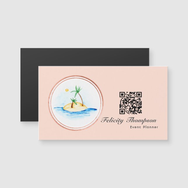 Código QR do Planejador de Eventos Rosa e Dourado  (Frente/Verso)