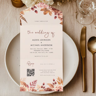 Código QR do Site Floral Boho Outono em Aquarela