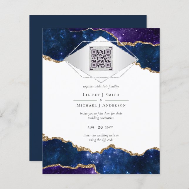 Código QR do SUITE de WEDDING Azul de Agato Modern (Frente/Verso)