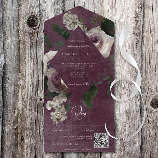Código QR do Vinho Floral Branco e Rosa Moderno Es (Criador carregado)