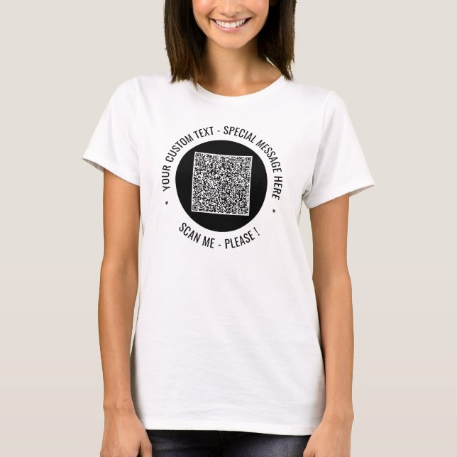 Código QR e Camisa de Texto Personalizada - Escolh (Frente)