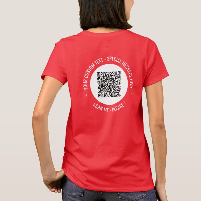 Código QR e Camisa de Texto Personalizada Personal (Verso)