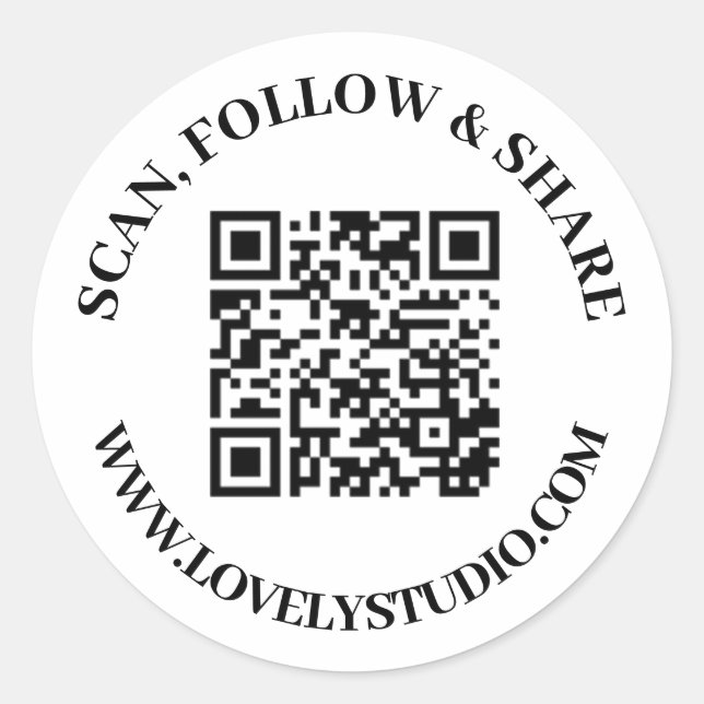 Código QR e personalize seus autocolantes de texto (Frente)