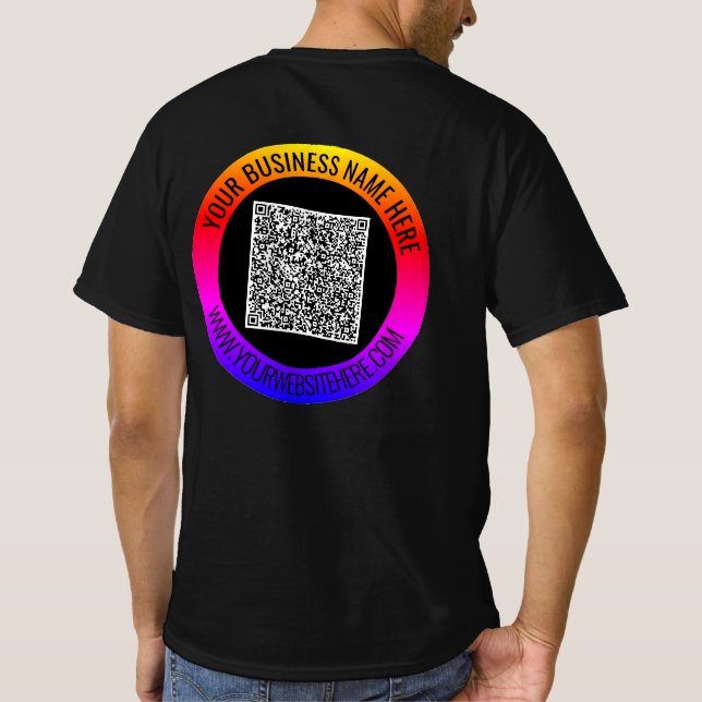 Código QR e T-Shirt Comercial de Texto Personaliza (Verso)