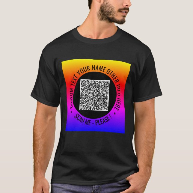Código QR e texto personalizado Sua Camisa T perso (Frente)