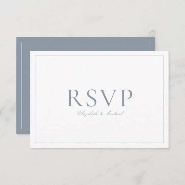Código QR Elegante Dusty Blue Monogramas RSVP (Frente/Verso)