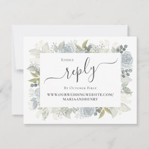 Código QR Elegante RSVP Online Dusty Blue Floral R
