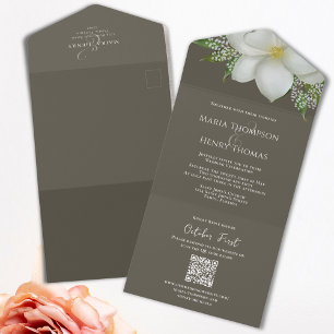 Código QR Elegante RSVP Simples Magnolia Branca On