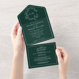 Código QR Emerald Green Leafy Monograma de Crest