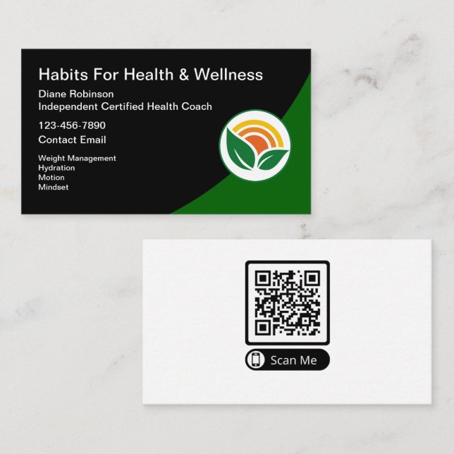 Código QR Escaneável de Coach de Saúde Certificado (Frente/Verso)
